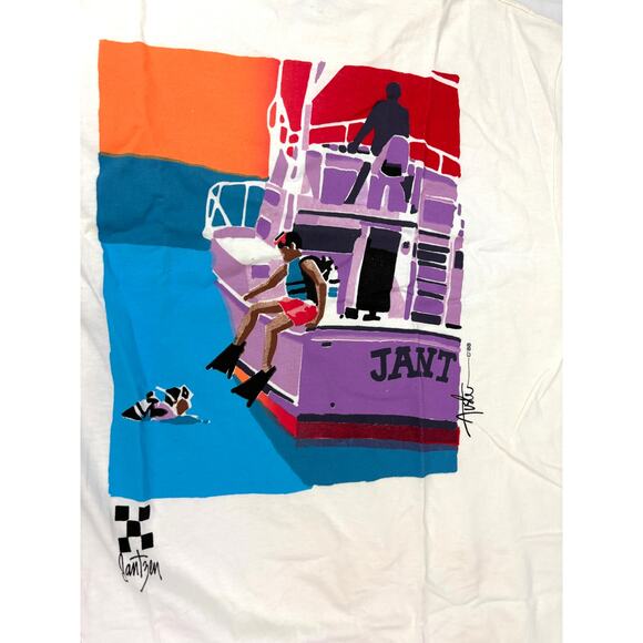 VTG Boat Scuba Diving Jantzen T-shirt Large USA Made Single Stitch 1980s - Picture 12 of 16